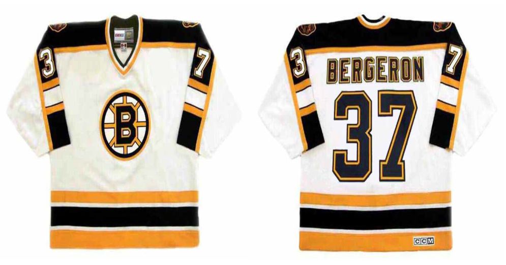 2019 Men Boston Bruins #37 Bergeron White CCM NHL jerseys->boston bruins->NHL Jersey